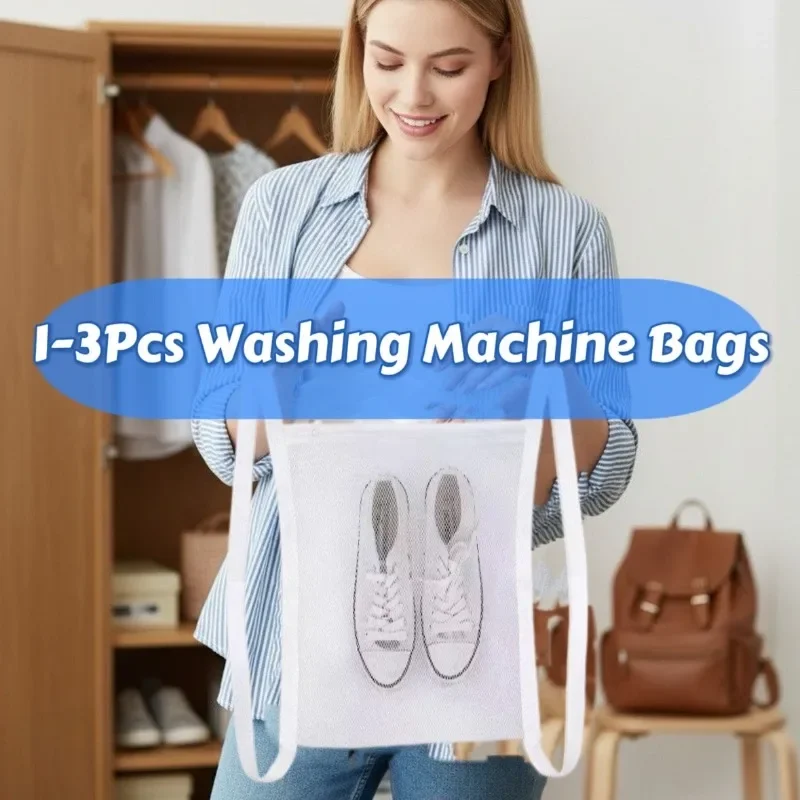 1/2/3pcs Storage Organizer Bag Mesh Laundry Shoes Bags Dry Shoe Organizer Portable Washing Bags Home Slippers