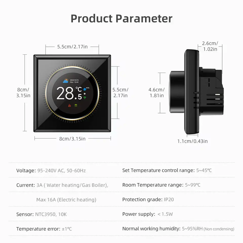 WiFi Smart Knob Thermostat Floor Heating Water Gas Boiler Home Room Programmable Temperature Controller Tuya Alexa Google Home - 6