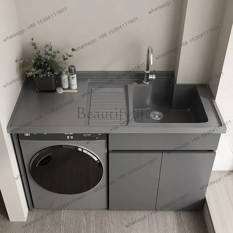 FG Italian Minimalist Honeycomb Aluminum Laundry Cabinet Nordic Creative Sink Washer Combo Bathroom Furniture muebles de baño