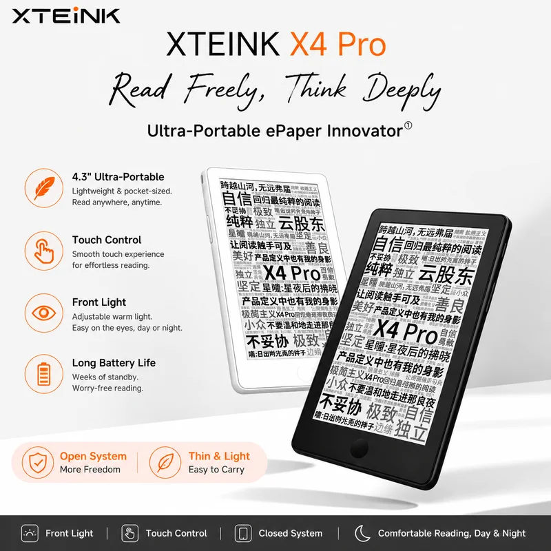 【In Stock】 XTEINK E-Book Reader X4 Pro /X4/X3 E-Ink Reader Touch Front Portable Eye Protection E-Paper Pocket Mini Ebook Reader