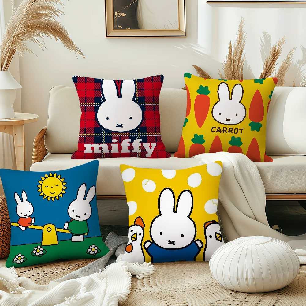 Cartoon Cute M-Miffy Pillow Case Pillow Cover Decoration Room Home Sofa living Office Car Nordic Simplicity