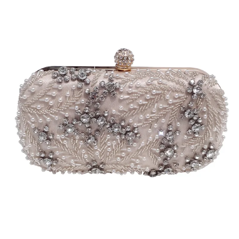 

Satin & Rhinestone Evening Clutch - Feminine Dress Purse for Formal Dinners & Events Multifunctional Cosmetic Organizer Pouch