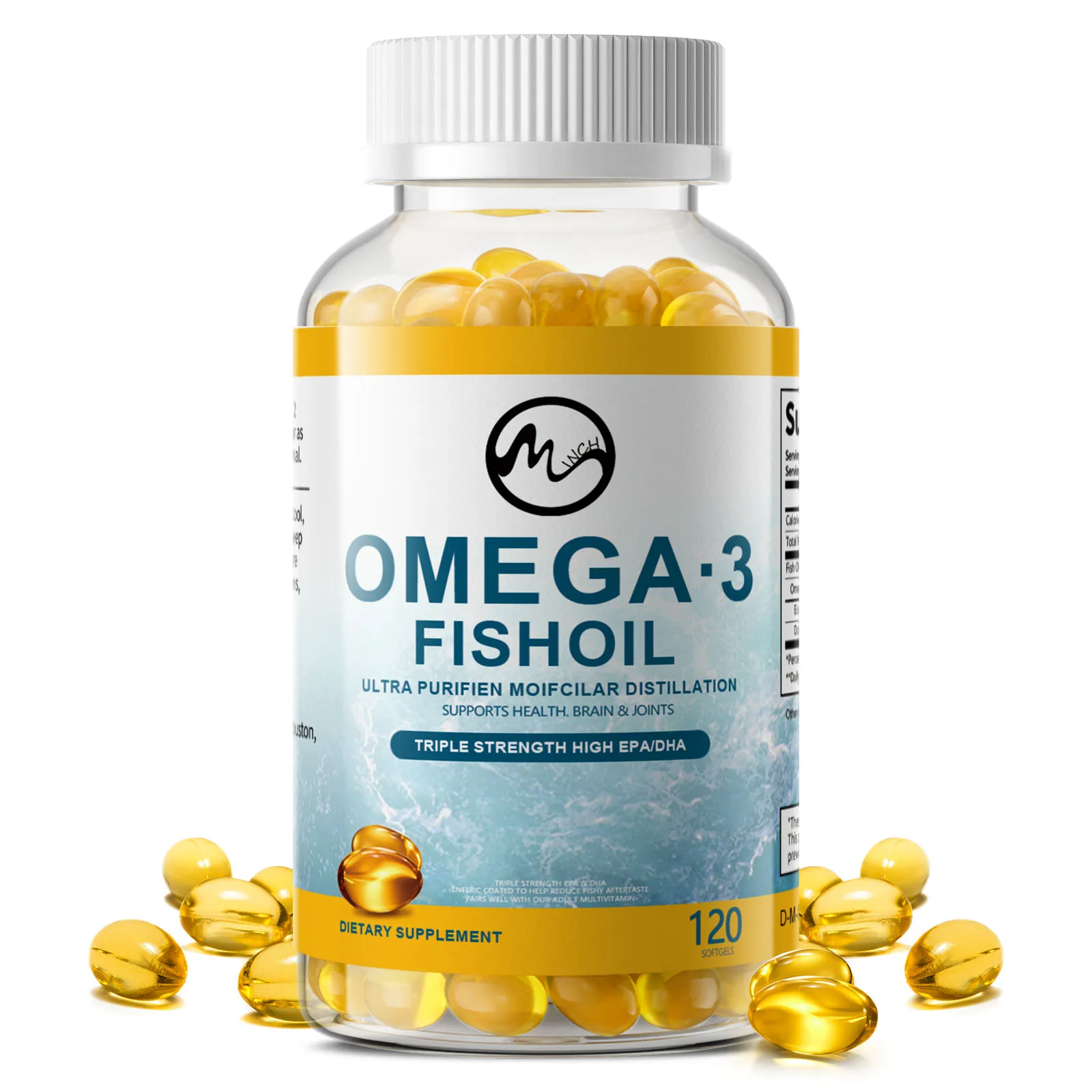 

Minch Omega-3 Fish Oil Supplement - с Epa & Dive - поддерживает здоровье сердца и мозга Omega 3, жирные кислоты, 120 капсул
