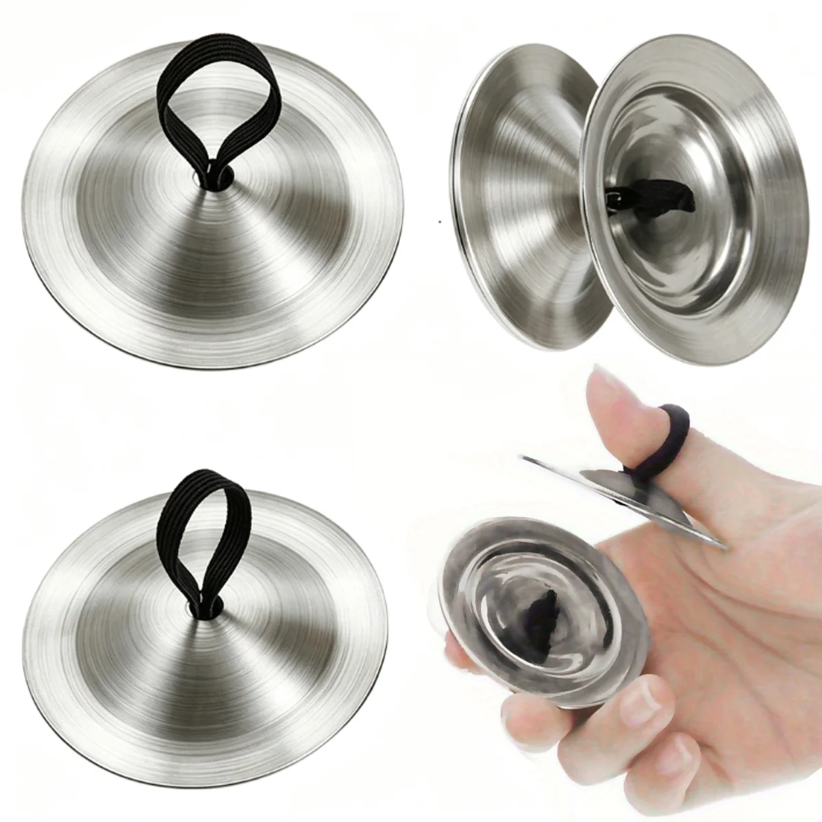 1 Pair Silver Finger Cymbals, Middle Eastern Belly Dance Accessories For Daily Practice And Stage Shows, Traditional Hand ZSY