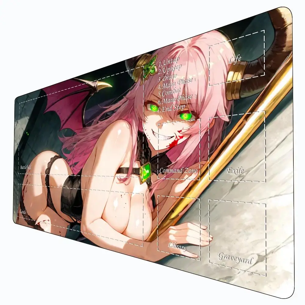 

Kawaii Sexy witch Magic Card Battle Game Mat with zone mtg playmat desk mat Commander Playmat suitable for family gatherings