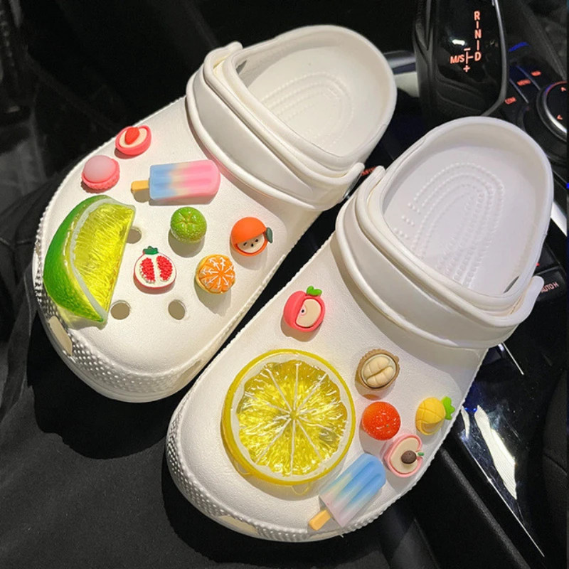 New Summer Lemon Hole Shoe Charms Designer DIY Cute Shoes Party Decaration Accessories for Clogs Kid Boy Women Girls Gifts