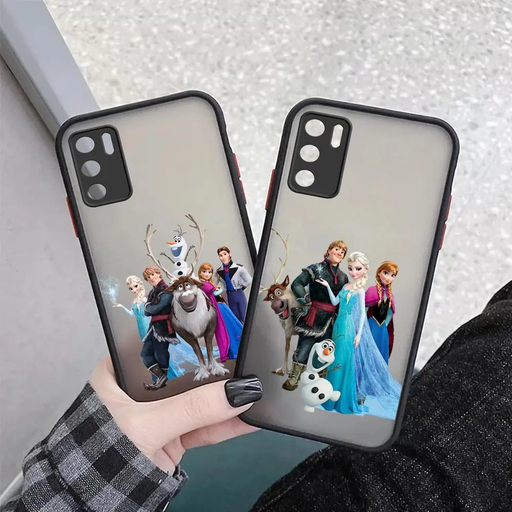 Disney Frozen Princess Elsa Anna Phone Case For Huawei P50 P40 P20 Mate 40 30 20 Pro Plus Y9 Y8P Y7A Y7P Y7 Y6P Matte Back Cover