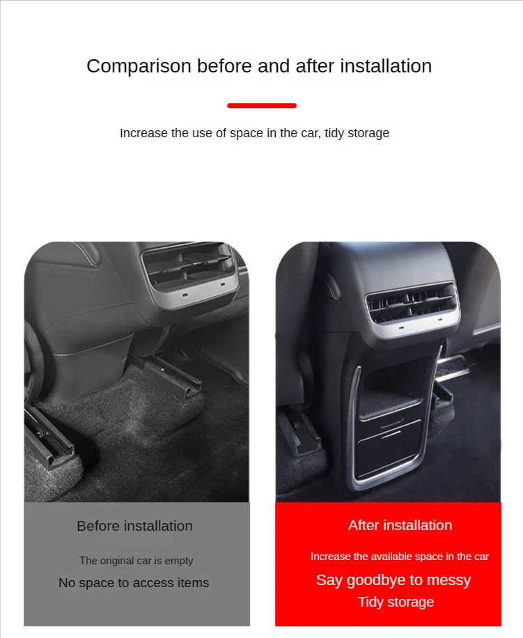 Livingfun For Tesla Model Y Rear Central Storage Box Center Console Storage Case for Tesla Model Y 2023 Accessories