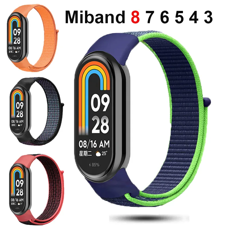 حزام ساعة لشاومي mi band 8 7 NFC سوار miband معصمه pulsera correa نايلون الرياضة حلقة حزام شاومي miband 6 7 5 4 3 حزام