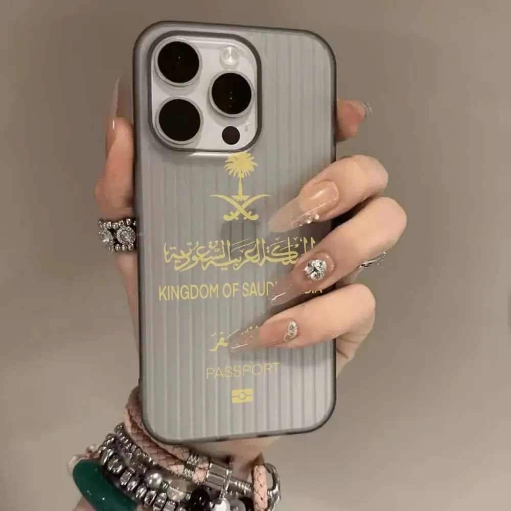 المملكة العربية السعودية جواز السفر جراب هاتف المموج نمط جراب هاتف آيفون 17 الهواء 16 15 14 13 12 11 زائد برو ماكس ماتي غطاء