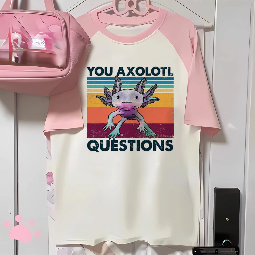 Axolotl top women soft fabric breathable designer t-shirts girl comic clothing