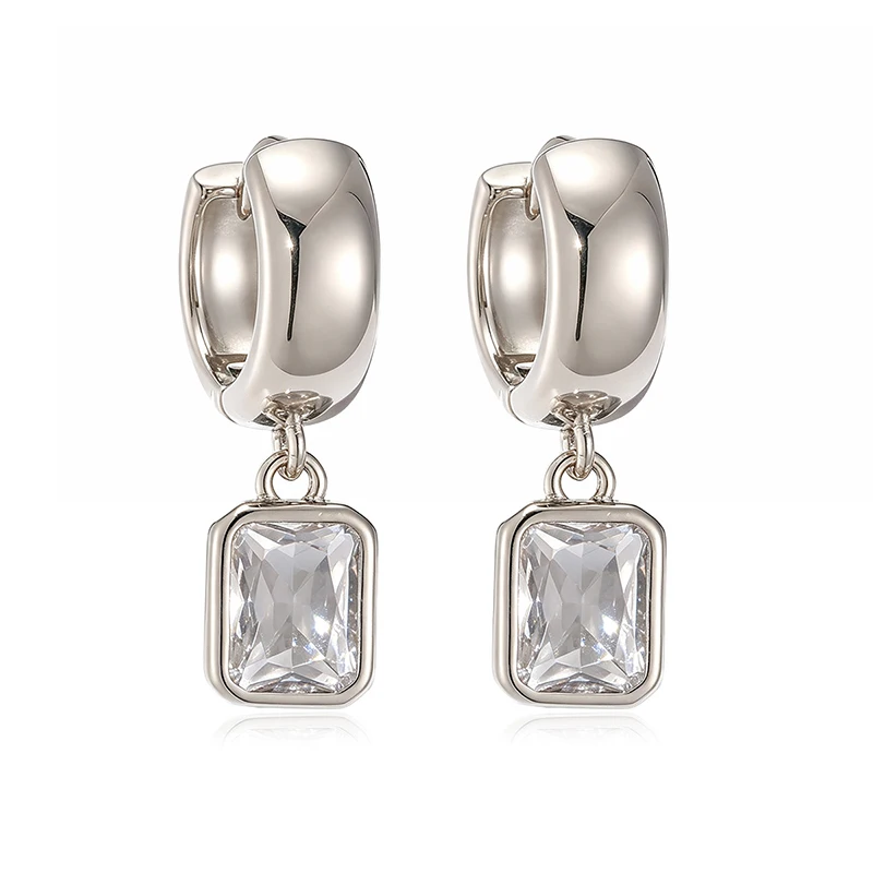 GANPUP Exquisite Quadratische Weiße Zirkon-Ohrhänger für Damen, Modischer Schmuck, Neues Accessoire, Geschenk für Party und Urlaub – Detail 6