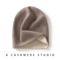 High Quality Pure Cashmere Hat for Men and Women Winter Double Layer Thicken Knitted Skullies Beanies Caps Female Outdoor Hats - Image 6