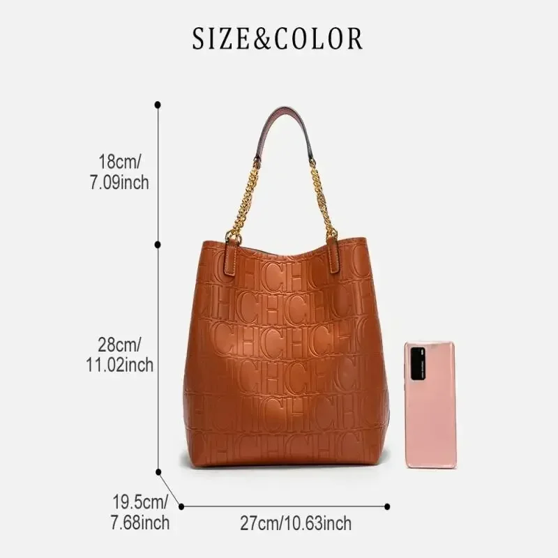 CH High Quality Solid Color Simple Style Women's Large Capacity Handbag Suitable Daily Commuting Fashionable Versatile image 6