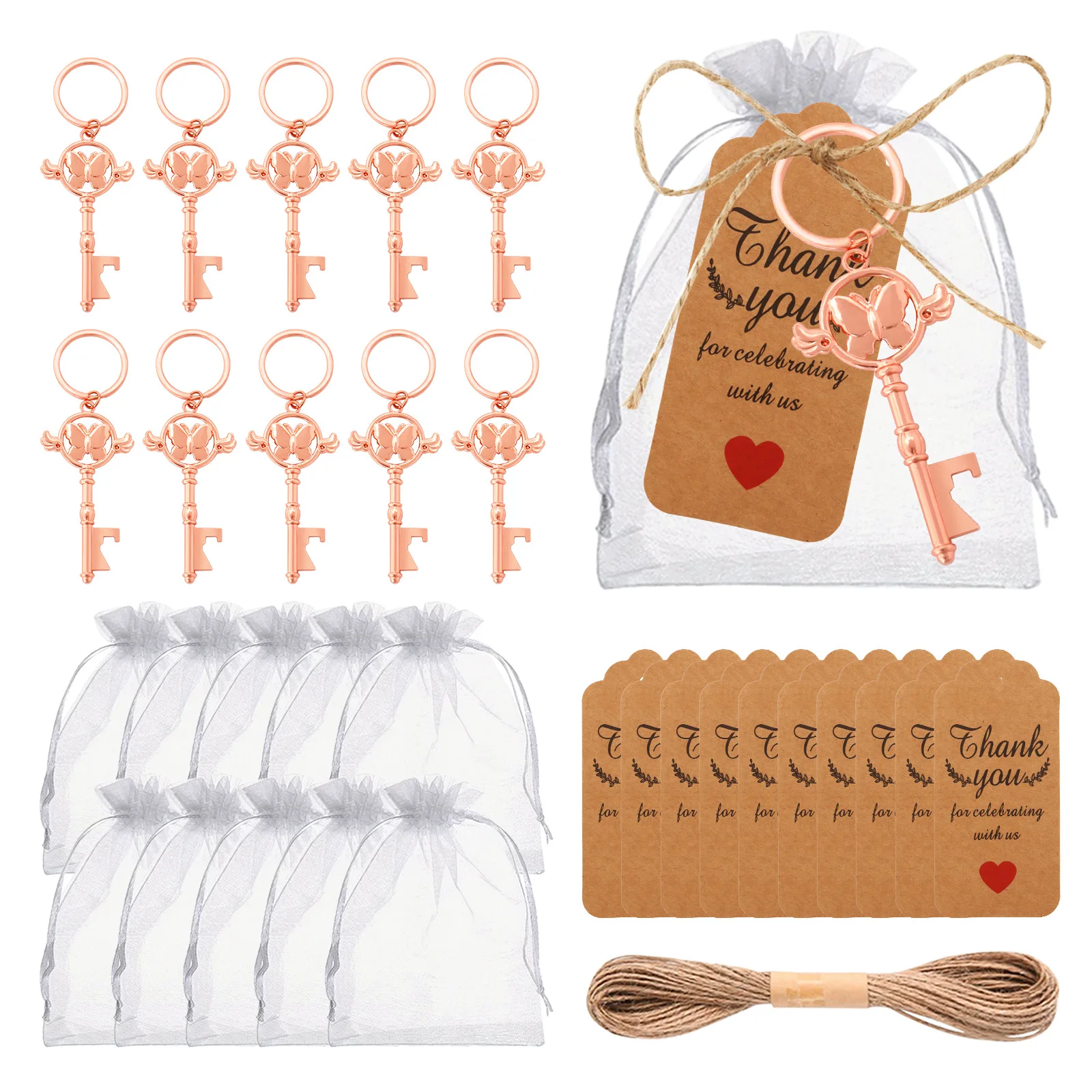 

Rose Gold Butterfly Opener Key Chain Gift for Wedding Guests Favors Gift Event Party Supplies FD54550633