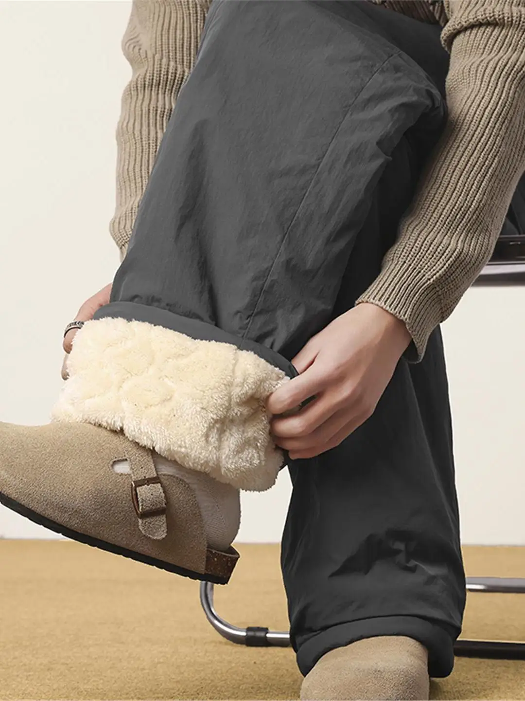 

Мужские лыжные брюки Thiened Fce на подкладке, свободные прямые теплые брюки, повседневные американские зимние термобелье, хлопковые брюки