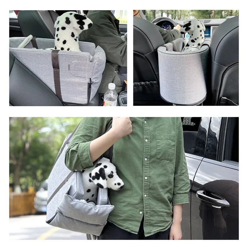 Dog Car Seat for Pet Safety Booster Seats on Center Armrest for Travel Trucks SUVs Portable Puppy Carrier Bag Christmas Red Grid