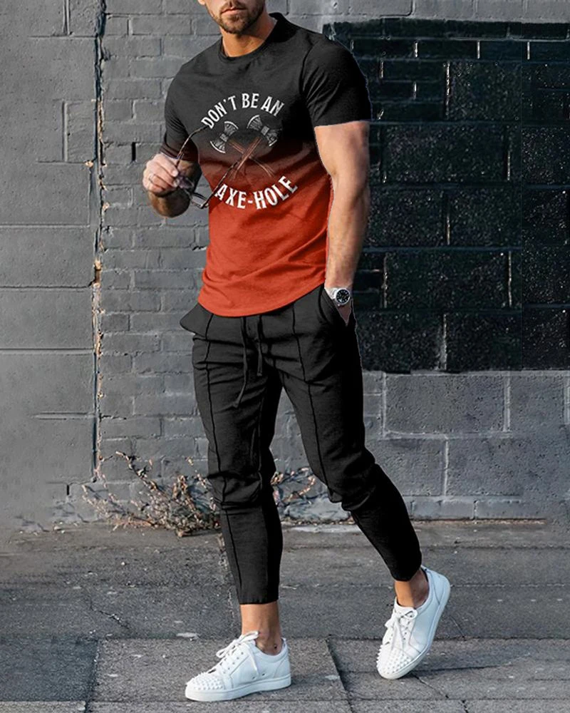 Sommer Sportswear Anzug Kurzarm T-Shirt lange Hosen Männer 2 Stück Sets Männer Trainings anzug 3d gedruckt Casual Trend übergroße Kleidung