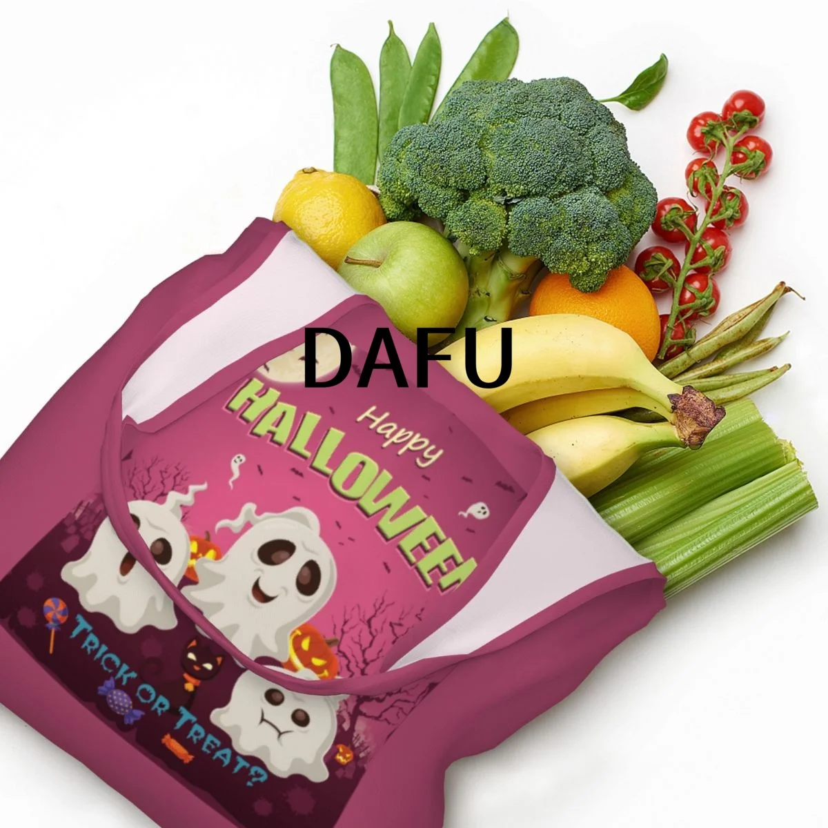 Happy Halloween Funny Halloween Print Cotton Tote Bag - Casual Commuter Shoulder Bag for Work Grocery Shopping Trick or Treat