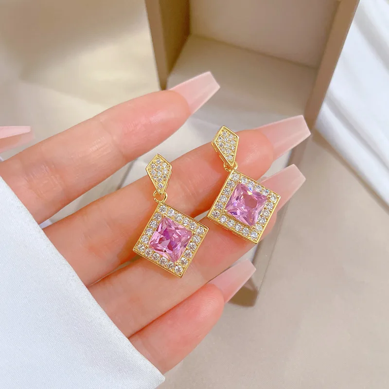 Exquisite Geometry Square Necklace Earrings Bracelet Set
