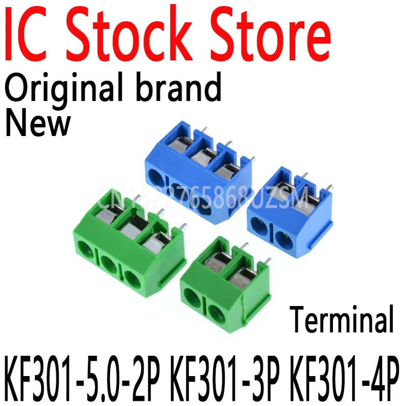 20PCS/lot MF301 Pitch 5.0mm Straight Pin 2P 3P 4P Screw PCB Terminal Block Connector Blue Green KF301-5.0-2P KF301-3P KF301-4P