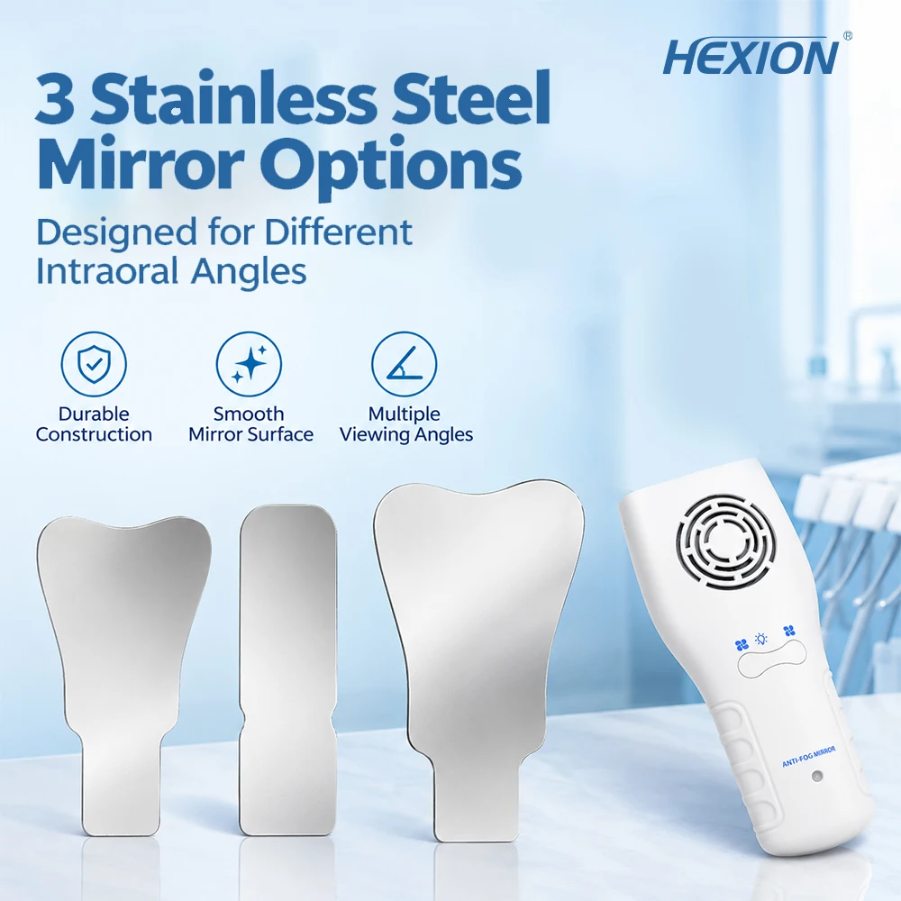 HEXION LED Automatic Anti-Fog Dental Mirror Set, Intraoral Photography Mirror, High Hardness Stainless Steel, For Dental Profess