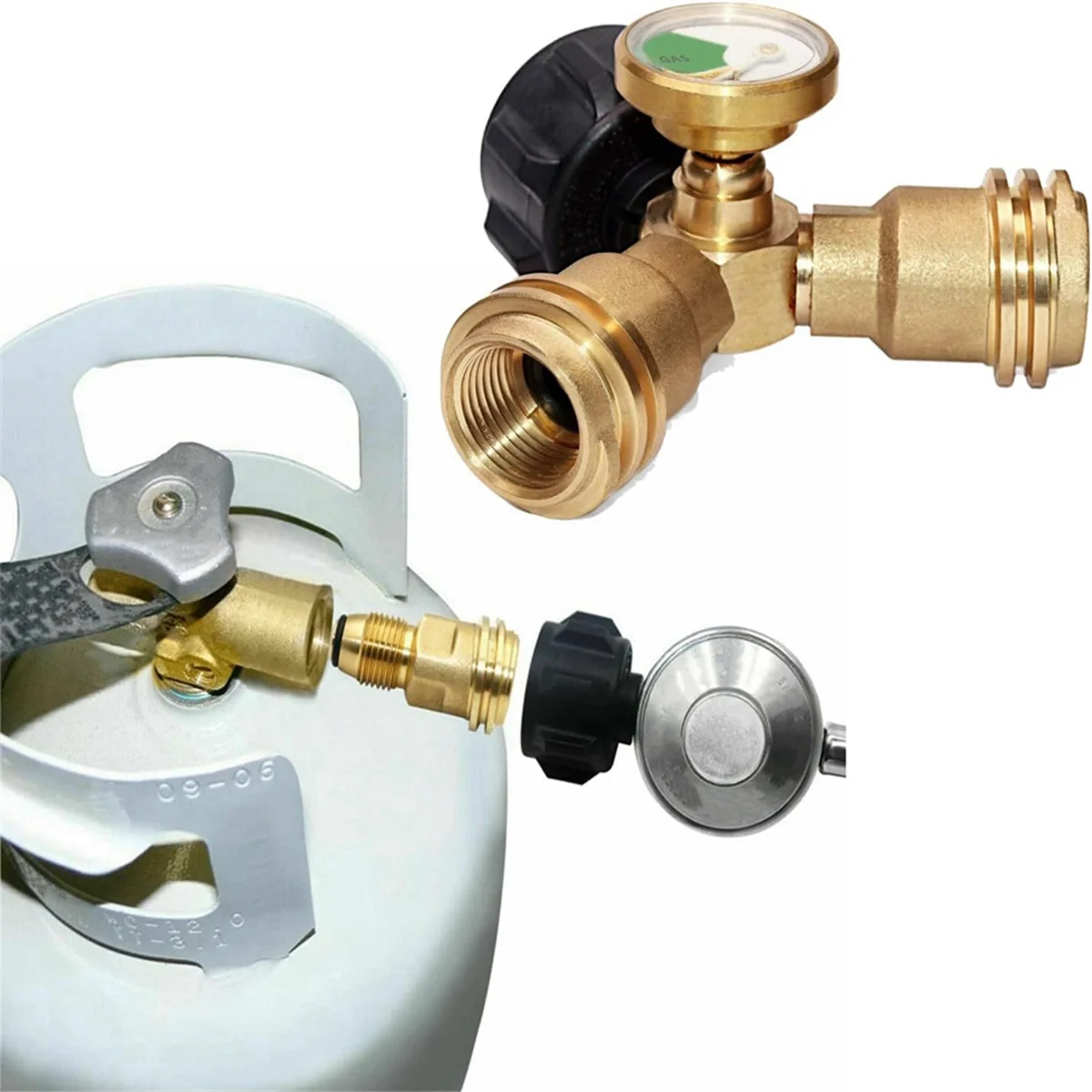 Propane Tank Adapter Converts POL LP Tank Service Valve to QCC1 / Type1 Hose or Regulator