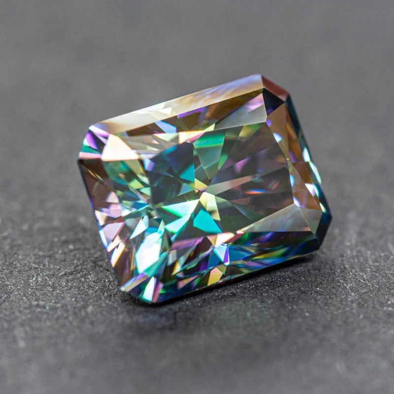 Moissanite Rainbow Green Color Radiant Shape Charms Beads VVS1 for DIY Jewelry Making Bracelet Materials with GRA Certificate