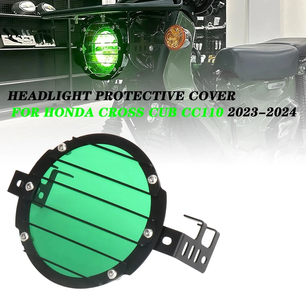 

Motorcycle Headlight Protection Cover, Acrylic Green Plate, Head Light Guard for Honda CROSS CUB CC110 Cross Cub CC 110 2023 202