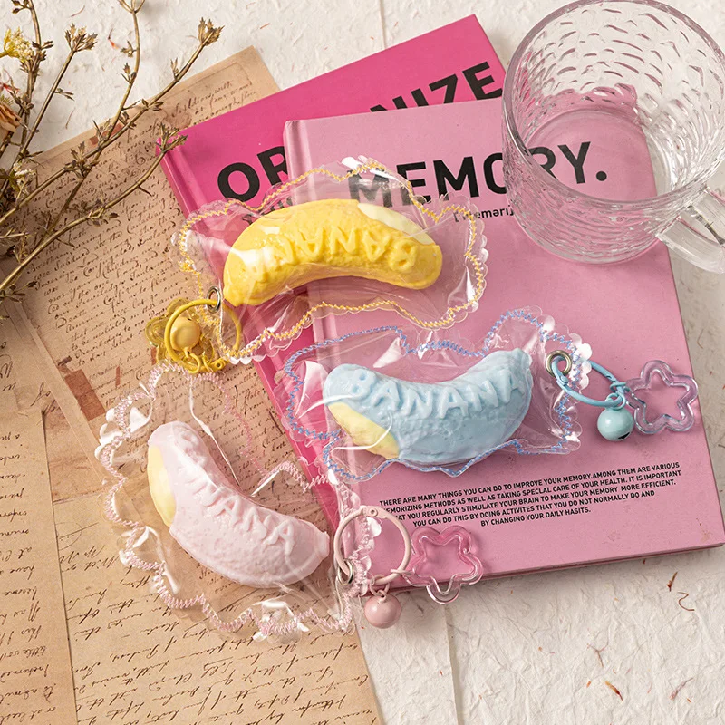 Banana-filled Bread Stress Relief Toy Soft Rebound Anti Anxiety Calming Sensory Toy Backpack Hanging Decor Adult Christmas Gifts