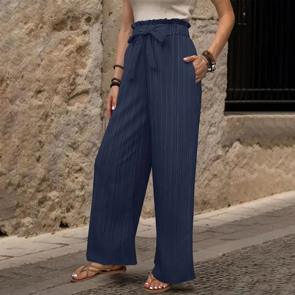 

Women Wide-leg Pants Stylish Women's High Waist Lace-up Wide Leg Pants for Casual Streetwear Fashion Lightweight Commuting