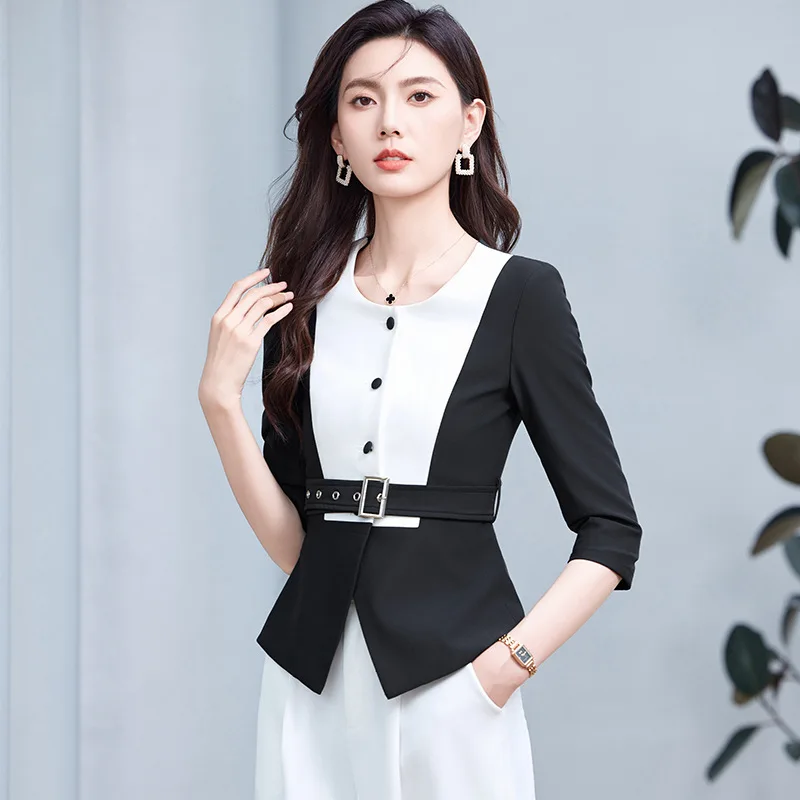 

Весенняя мода Strong Aura модный профессиональный женский повседневный комплект из двух предметов в европейском стиле2025Новый стильный костюм элегантный женский