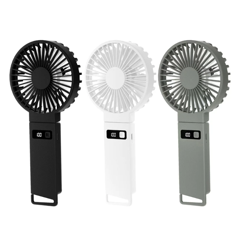 USB Rechargeable Handheld Fan Powerful Portable Neck Fan with Digital Display