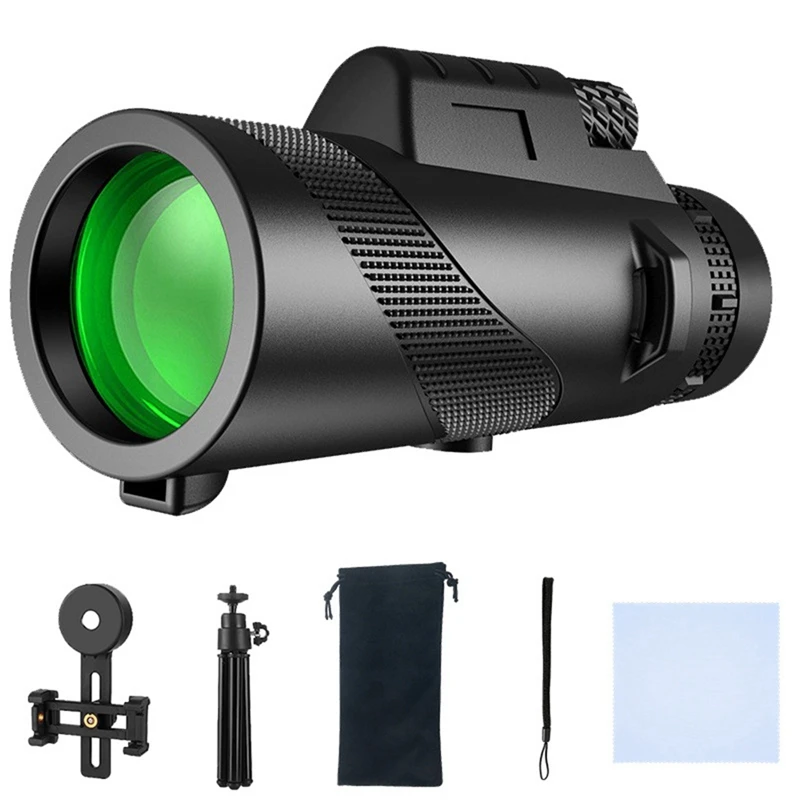 10X42 Monocular Mobile Telescope With Smartphone Adapter And Tripod For Bird Watching, Hunting, Hiking