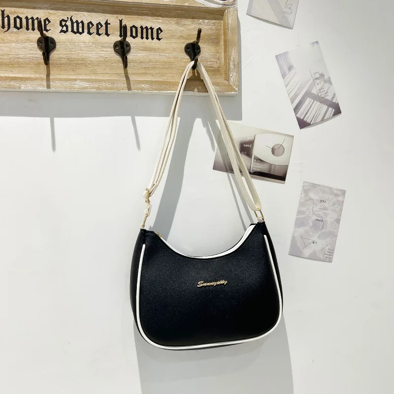 2024 Hot-selling Contrasting Color Shoulder Bag Fashionable Solid Color Underarm Bag Elegant and High-end Women\'s Messenger Bag