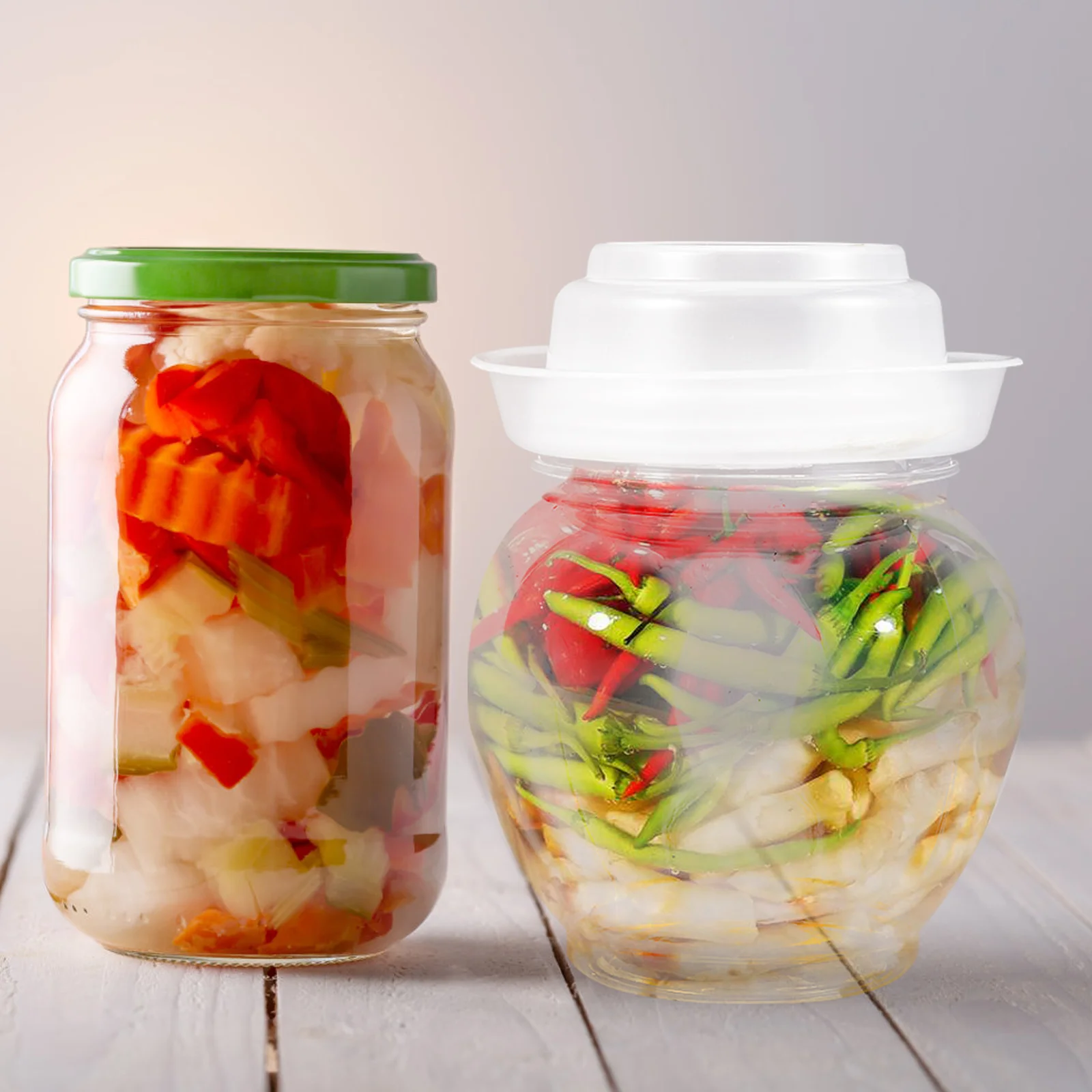 

Transparent Fermentation Jar 800ml Plastic Sauerkraut Container Airtight Vegetable Pickling Kitchen Storage Kimchi Containers