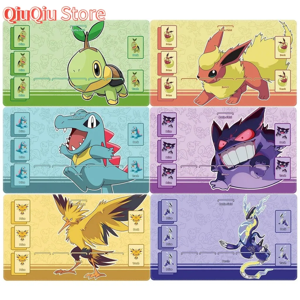 

600X350X2Mm Diy Ptcg Flareon Gengar Card Battle Mat Ptcg Suicune Single Player Настольная игра Card Battle Card Pad Аниме Игрушки