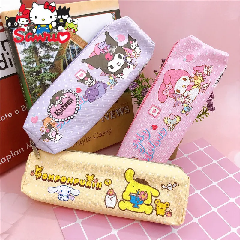 

1Pc MINISO Melody Kuromi Pochacco Cartoon Pen Bag PU Single-layer Student Stationery Pencil Pouch Storage Bag School for Kids