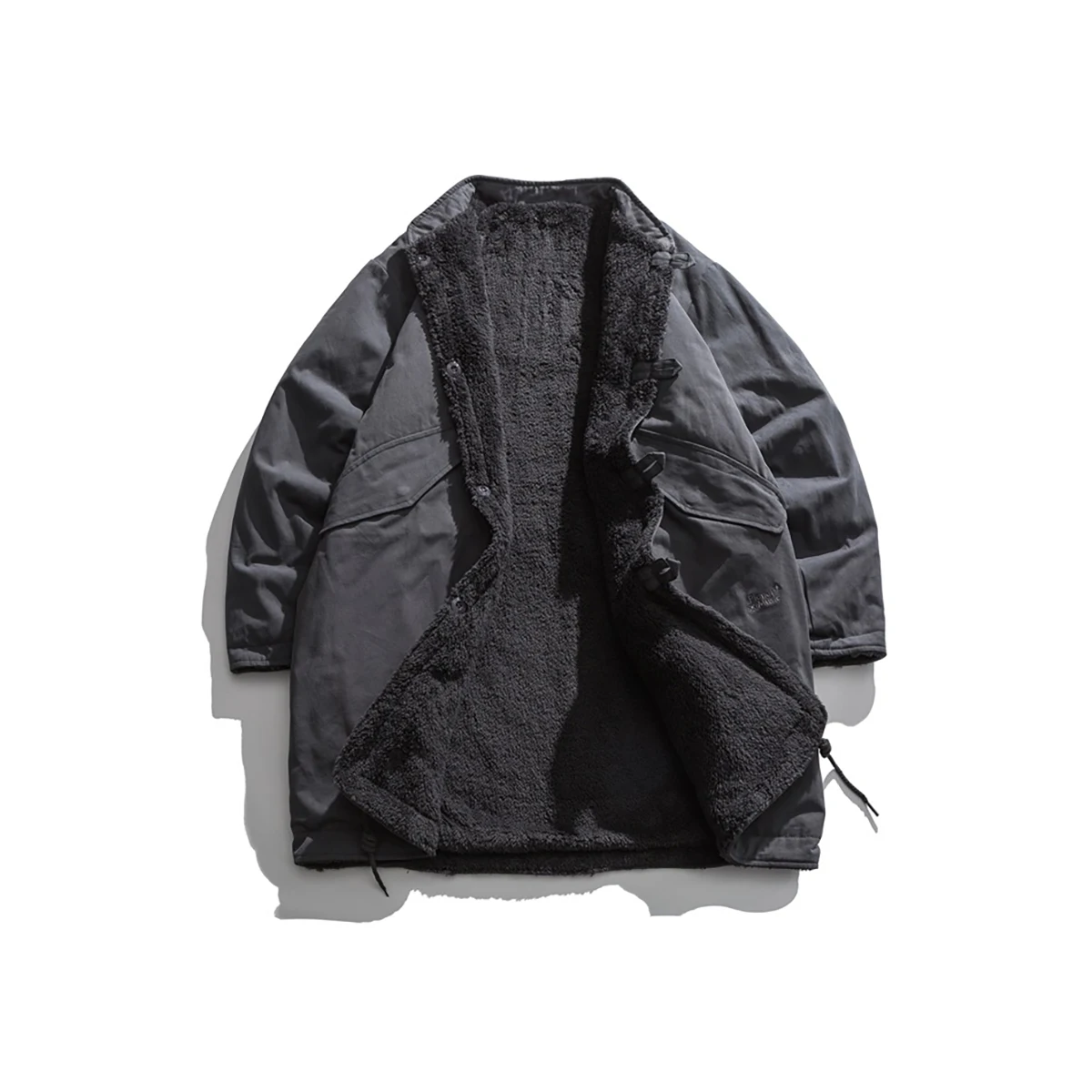 Japanese Retro Vintage Double-sided Thick Coral Parkas Medium Long Stand Up Collar Cotton Jacket