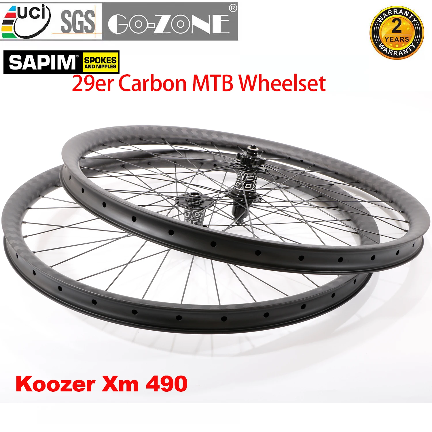 

Light 29er Carbon MTB Wheels Koozer Xm 490 Spaim Bicycle Accessories Thru Axle / Quick Release Tubeless MTB Wheelset 29