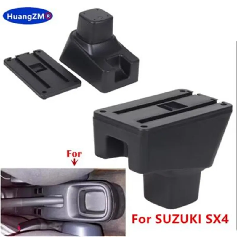 For Suzuki SX4 Armrest Box double-layer Central Storage Box with USB port Cup holder Dedicated Retrofit Car Accessories