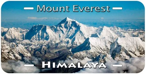Himalaya Mount Novelty Car License Plate Aluminum