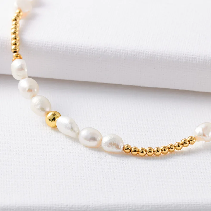 Withered Niche Design European And American Ins Bohemian Style Copper Plated Gold Bead Collarbone Jewelry Necklace