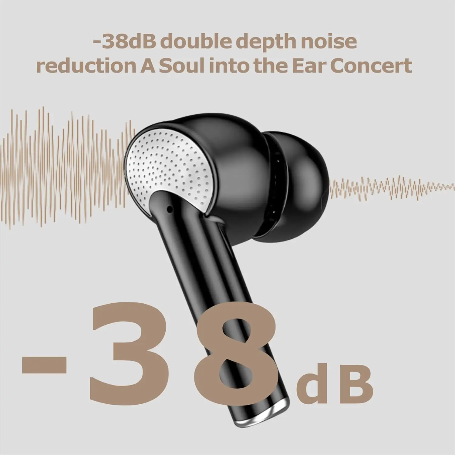 Active Noise Cancelling Wireless Earbuds,Bluetooth 5.3 Stereo Headphones,Immersive Sound Deep Bass Headset，42H Playtime