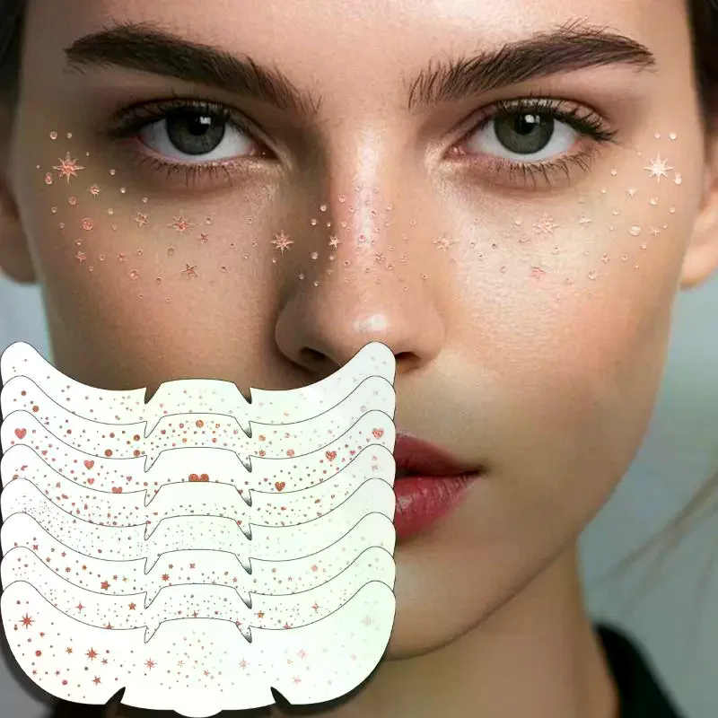 Hot Rose Gold Freckles Temporary Tattoo Stickers Hot Stamping Freckles Makeup Patches Face Makeup
