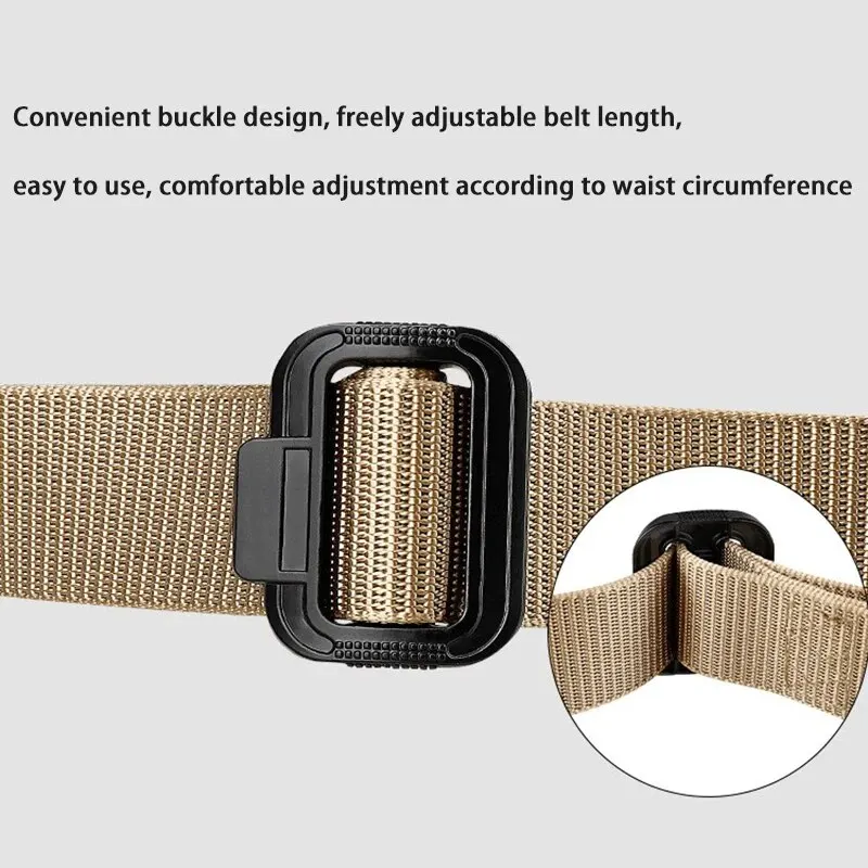 Men\'s Belt Imitation Nylon Tactical Belt Casual Versatile Metal Buckle Belt Outdoor Sports Canvas Belt Paired With Jeans Belt