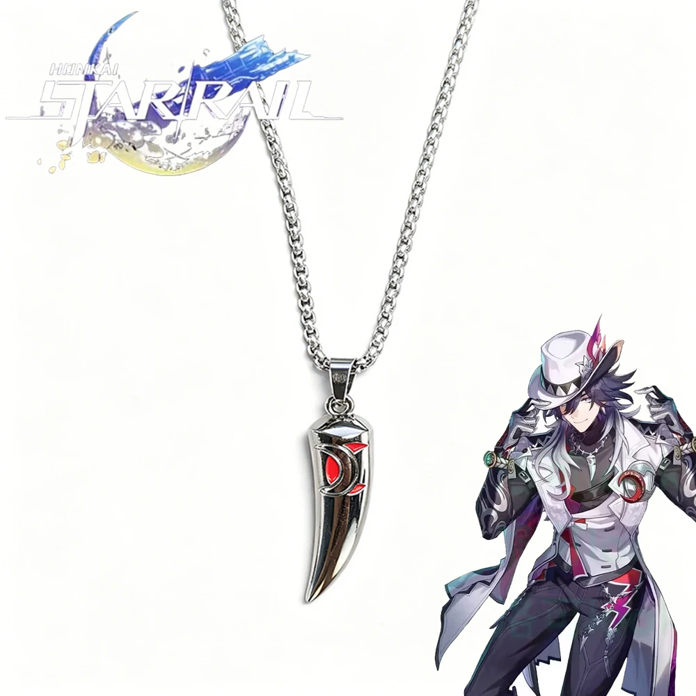 Game Honkai: Star Rail La Mancha Ashveil Cosplay Necklace Punk Choker Chain Zinc Alloy Pendant Sweater Chains Jewelry Accessory