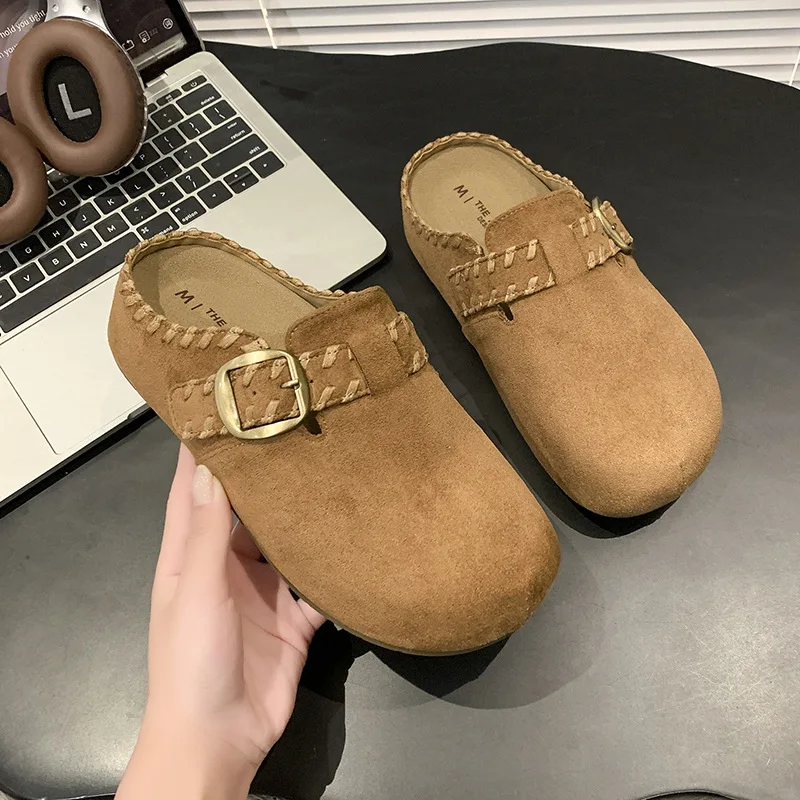 

Cowhide Women's Cork Slippers Outdoor Thick Soled Casual Women's Shoes