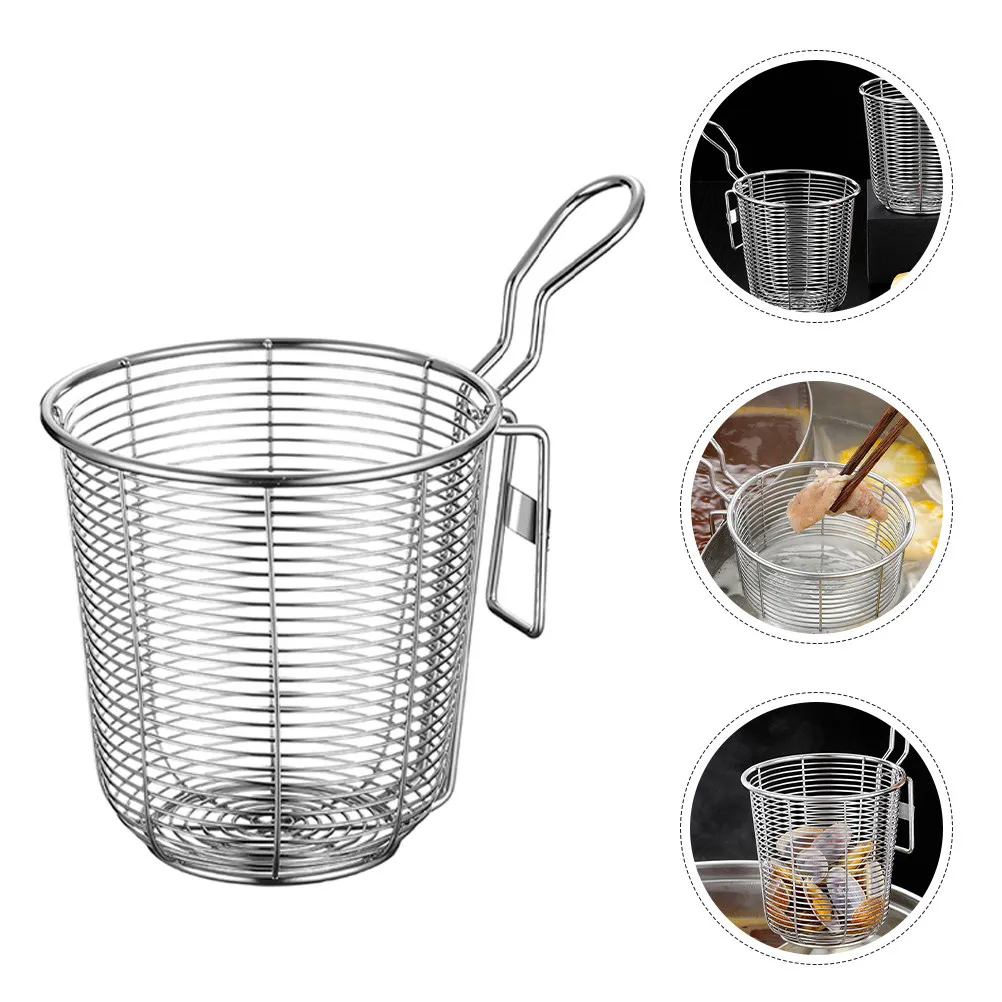 2Pcs Stainless Steel Hot Pot Strainer Mesh Food Strainer with Comfort Grip Handle Hanging Storage Hook for Kitchen Noodle Ramen