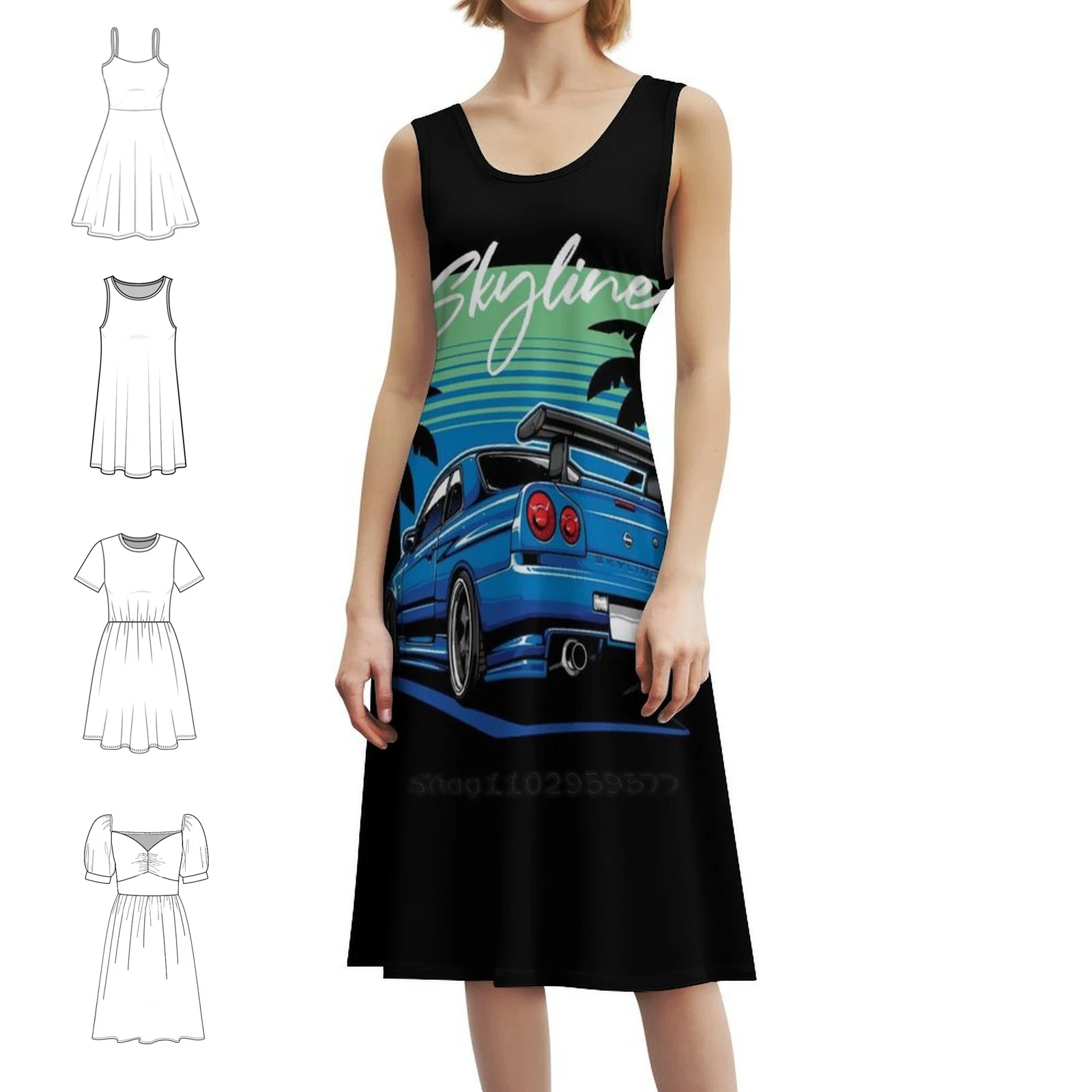

Skyline R34 Women's Elegant Party Dress A-Line Dress With Short/Long/Sleeveless Options R34 R33 R32 R34 Rb26 Skyline Skyline